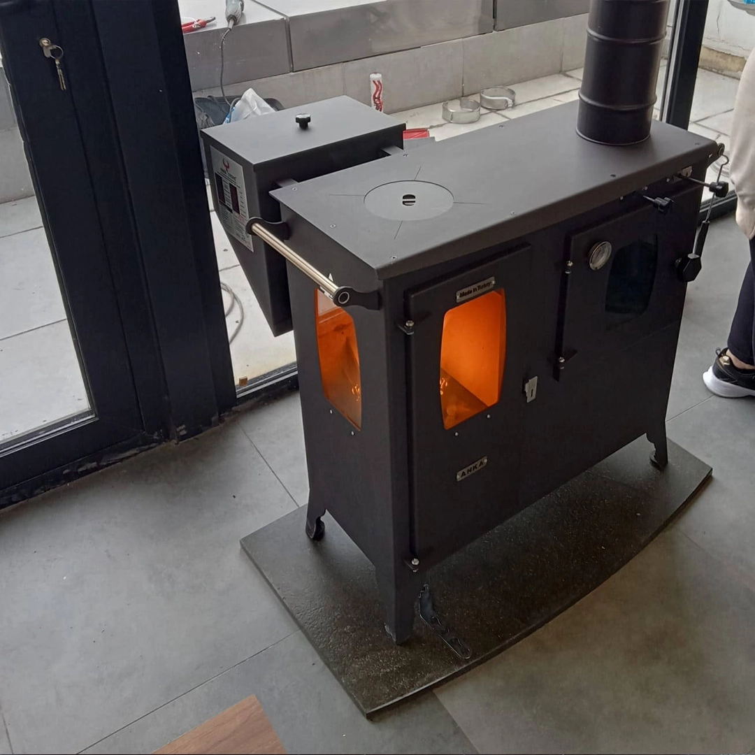 Orcus Dekoratif Hibrit (pelet+odun) Yatay Kuzineli Pelet Soba