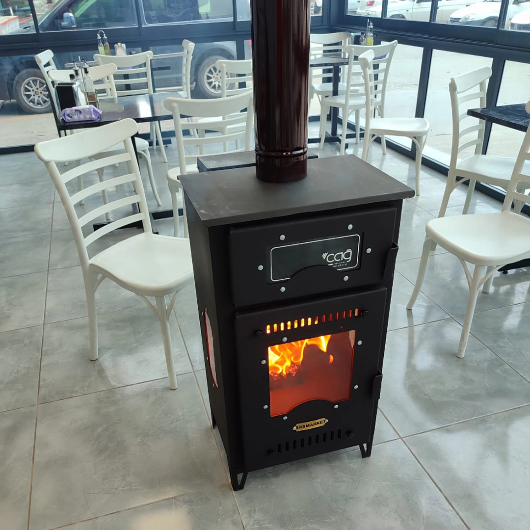 Mars Hybrit (pelet+odun) Fırınlı Üç Camlı Dikey Kuzine Pelet Soba